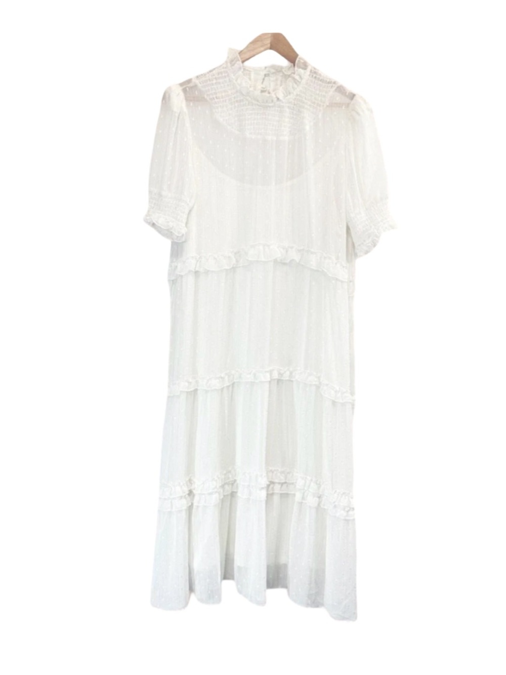 Double D Ranch White Tiered Maxi Dress with Ruffle Details
